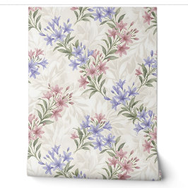 Papel Pintado Rosa Pastel Lila Lirio Floral Patrón Continuo Bo