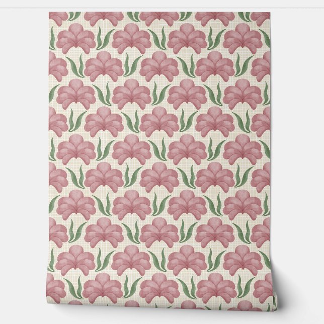 Papel Pintado Rosa Polvorienta Flora (Desenrollar)