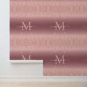 Papel Pintado Rosa Purpurina de oro Personalizado nombre carta p