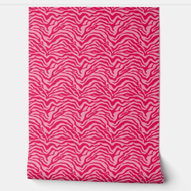 Papel Pintado Rosa sobre rayas de cebra rosa (Desenrollar)