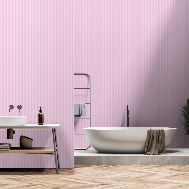 Papel Pintado Rosa Sobre Rayas Rosa Dustas (Baño)