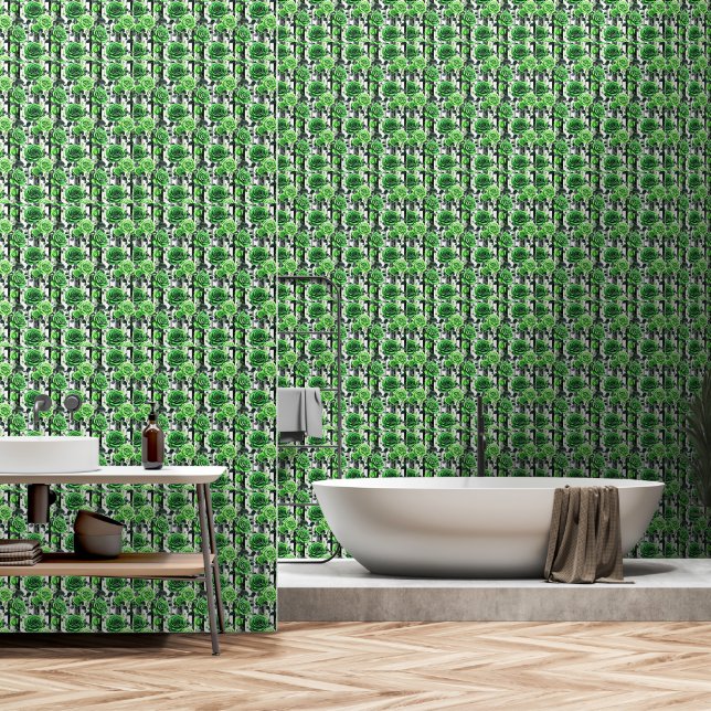 Papel Pintado Rosa verde (Baño)