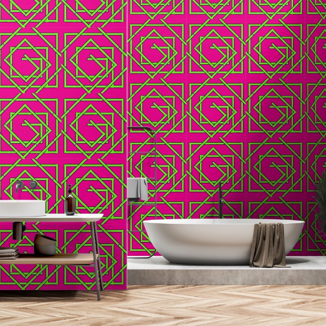 Papel Pintado Rosa verde (Baño)