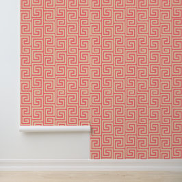 Papel Pintado Rosa y rubor Clave griega monocromática 