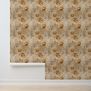 Papel Pintado Rosas de Cream Gold