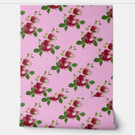 Papel Pintado rosas de la época burdeos