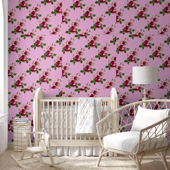 Papel Pintado rosas de la época burdeos (Niños)
