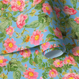 Papel Pintado Rosas del jardín de licitaciones con fondo azul ci