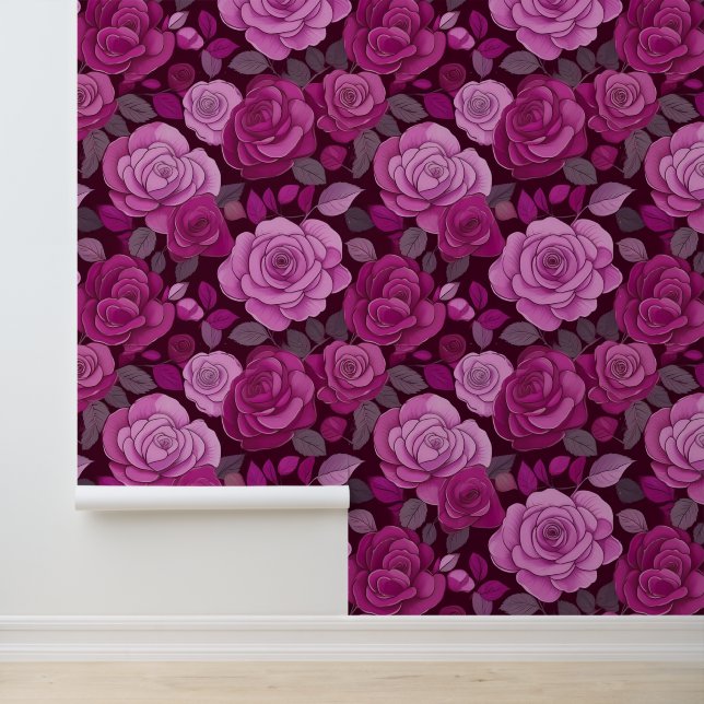 Papel Pintado Rosas Florales Rosa (Solicitud)