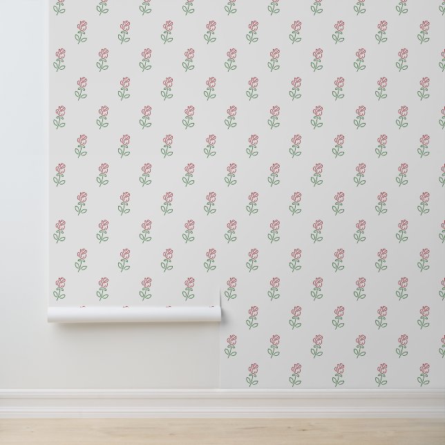 Papel Pintado Rosas Rojas, Patrón De Rosas, Flores (Solicitud)