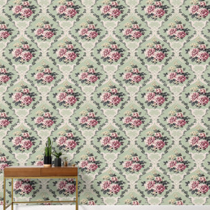 Papel Pintado Rosas rosadas elegantes y chic vintage sobre flora