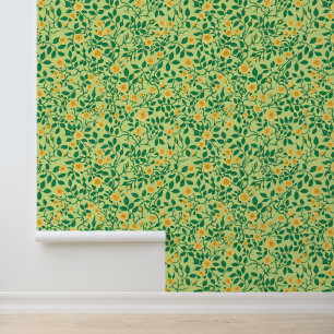 Papel Pintado Rosas silvestres en amarillo y verde