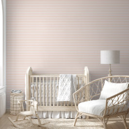 Papel Pintado Rosas sonrojadas y rayas horizontales clásicas bla