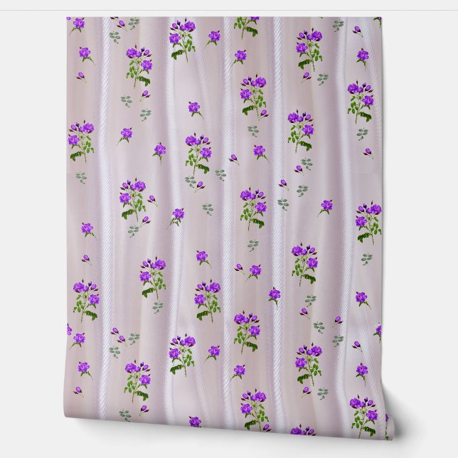 Papel Pintado Rosas violetas del Purplish en seda magenta-rosada (Desenrollar)