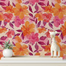 Papel Pintado Rosas y Naranjas Florales en Negrita Peel and Stic