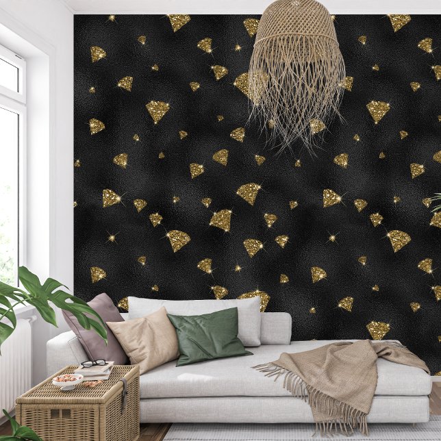 Papel Pintado Royal black and golden Sparkle Diamond (Royal black and golden Sparkle Diamond Wallpaper)