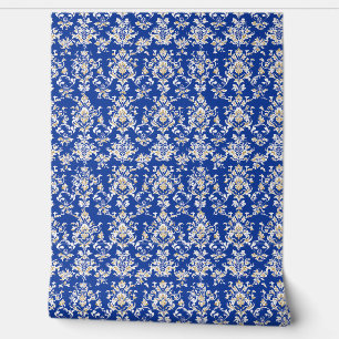 Papel Pintado Royal Majesty Petite - Azul cobalto, oro, blanco