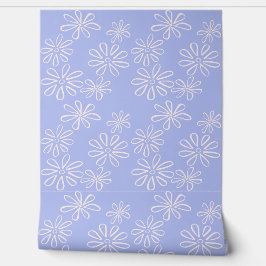 Papel Pintado Rubor de moda en Doodle de Flor Azul Periwinkle