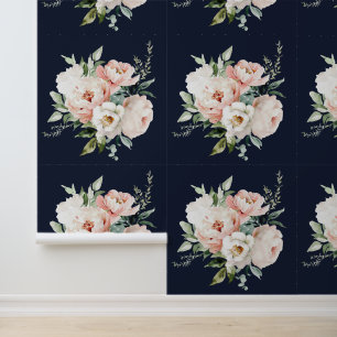 Papel Pintado Rubor Ivory White Peonies Rosas Marina Floral