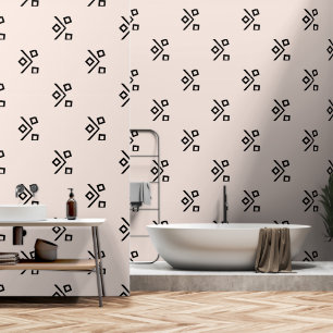 Papel Pintado Rubor Pink Black Abstract Geométrico Moderno Simpl