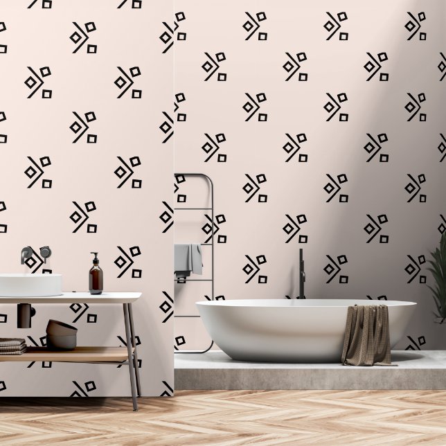 Papel Pintado Rubor Pink Black Abstract Geométrico Moderno Simpl (Baño)