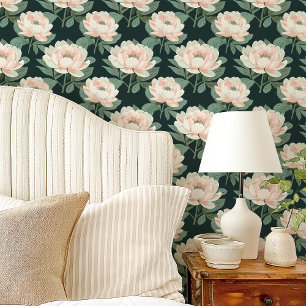 Papel Pintado Rubor Pink Peonies On Green Floral