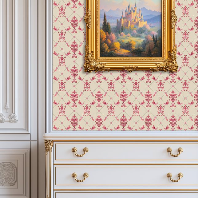 Papel Pintado Rubor Royal Lattice Princescore (Blush Royal Lattice Princesscore Wallpaper)
