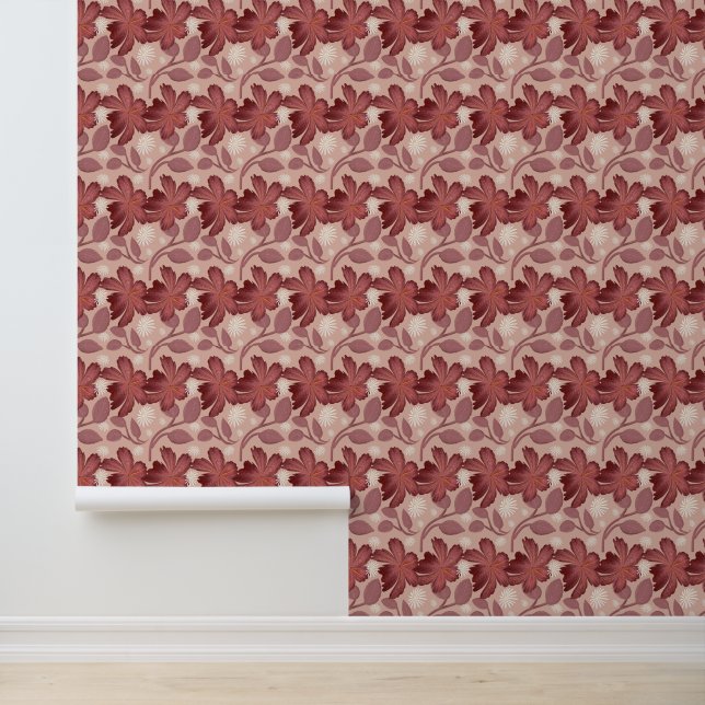 Papel Pintado Rust Floral Seamless Pattern Large Flowers Minimal (Solicitud)