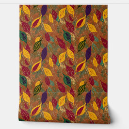Papel Pintado Rustic Copper Autumn Leaves Seamless Pattern 