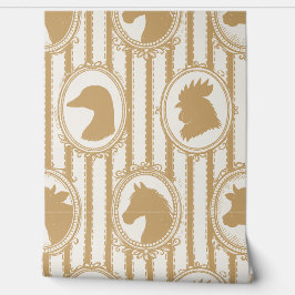 Papel Pintado Rustic Farm Kitchen Barnyard Khaki Ticking Stripe