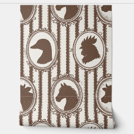 Papel Pintado Rustic Farm Kitchen Barnyard Mocha Ticking Stripe