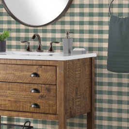 Papel Pintado Rustic Linen Look Buffalo Check Plaid Blue n Tan