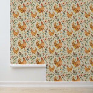 Papel Pintado Rústica granja rural Vintage Hen