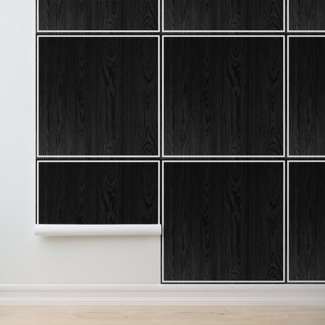 Papel Pintado Rústica Madera Oscuro Marrón Baldosas Blancas Patr (Solicitud)