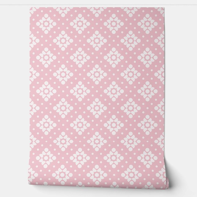 Papel Pintado (S) 2502222A Retro Dotty Diamond Pink Background (Desenrollar)