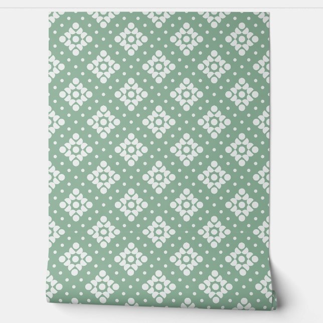 Papel Pintado (S) 2502222C Retro Dotty Diamond Green Backgroud (Desenrollar)