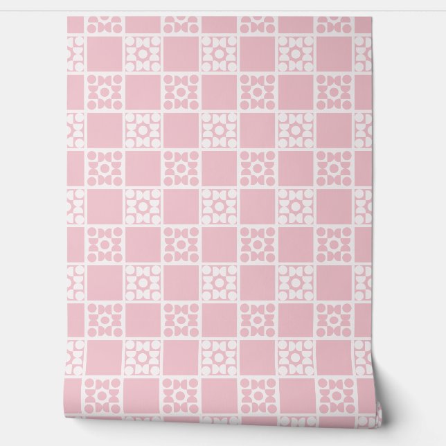 Papel Pintado (S) 2502223A Retro Geometric Tiles Pink (Desenrollar)