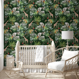 Papel Pintado Safari Baby Animals Jungle Green