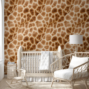 Papel Pintado Safari Brown Cream Giraffe Animal