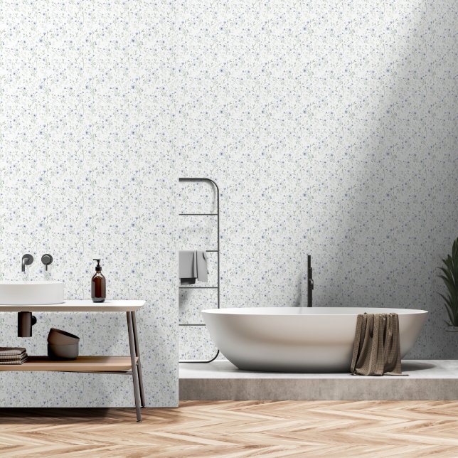 Papel Pintado Sage Blue Watercolor Wildflower (Baño)