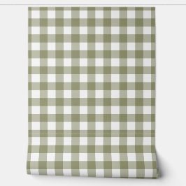 Papel Pintado Sage Gingham Check Green Buffalo Plaid