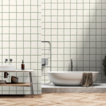 Sage Green Beige Grid Checkered Scandi Minimalist