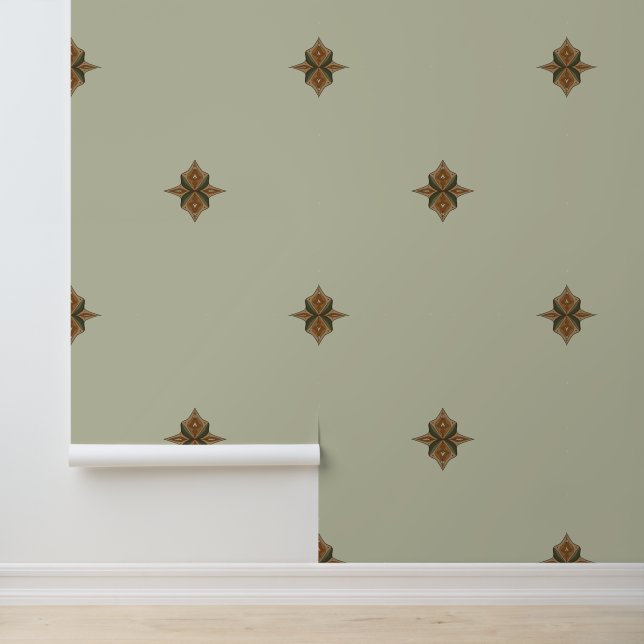 Papel Pintado Sage Green Boho Earthy Vibes - Small Diamonds (Solicitud)