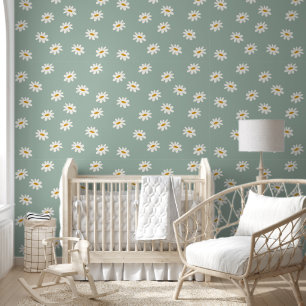 Papel Pintado Sage Green Daisy