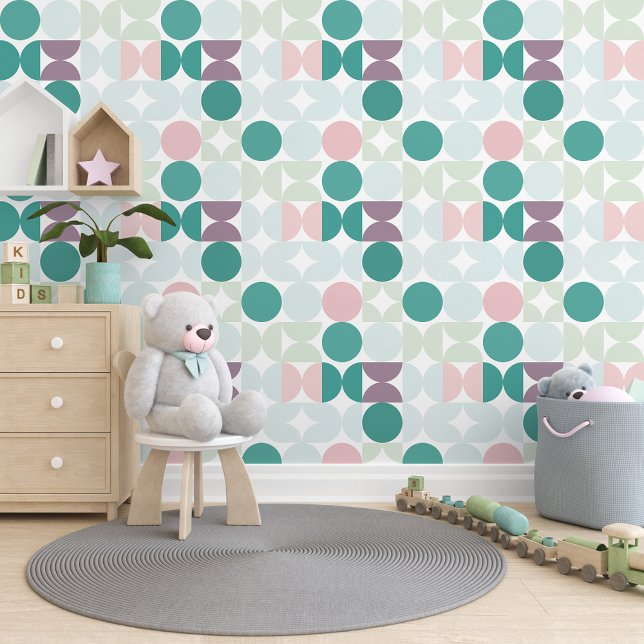 Papel Pintado Sage Green Pastel Pink Mauve Circles Art Pattern (Subido por el creador)