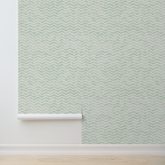 Papel Pintado Sage Green Wavy Design (Solicitud)