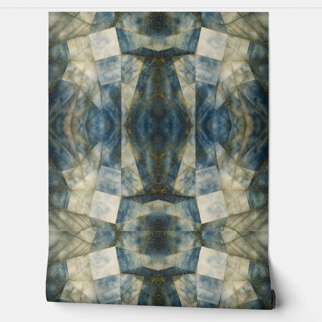 Papel Pintado Sage Olive Green Gold Geométrico Resumen Natural (Desenrollar)