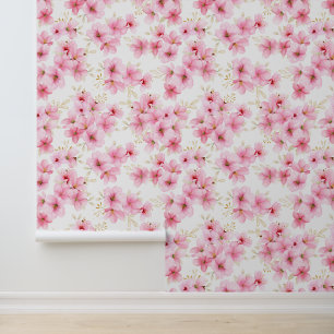Papel Pintado Sakura de flor de cerezo en acuarela