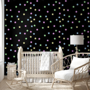 Papel Pintado Sala de niños con estrellas de color pastel