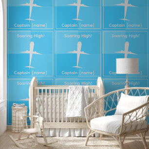 Papel Pintado Sala de niños de plazas azules del avión de Capitá
